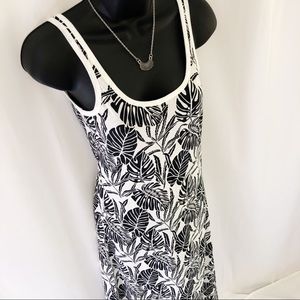 Vero Moda Black White Organic Cotton Tropical Print Maxi Dress Size XS